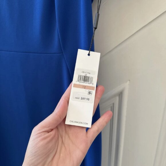 NWT! Calvin Klein Dress Royal Blue Sz 12 - Picture 2 of 3